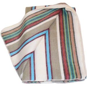Handmade Alpaca blanket - White Colorful